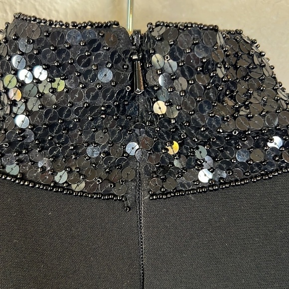 Vintage Linda Allard Ellen Tracy Black Sequin Dress Size 4 - Picture 5 of 9